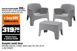 OBI Komplet mebli Ibiza tworzywo sztuczne 2 fotele stolik 58x38x35cm oferta