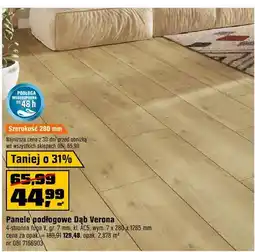 OBI Panele podłogowe Dąb Verona 4-stronna fuga V gr. 7mm kl. AC5 wym. 7x280x1285mm oferta