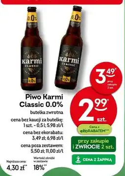 Żabka Piwo Karmi Classic 0.0% butelka zwrotna oferta