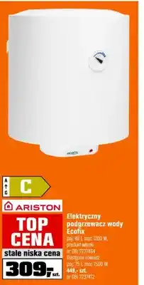 OBI Elektryczny podgrzewacz wody Ariston Ecofix poj. 75l moc 1500W nr OBI 7237472 oferta