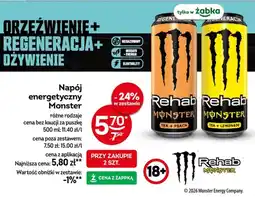 Żabka Napój energetyczny Monster Rehab Tea + Peach oferta