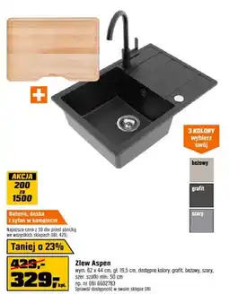 OBI Zlew Aspen wym. 62x44cm gł. 19,5cm dostępne kolory grafit beżowy szary szer. szafki min. 50cm oferta