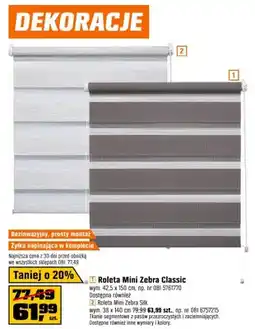 OBI Roleta Mini Zebra Silk wym. 38x140cm oferta