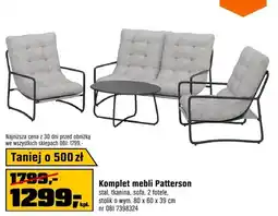 OBI Komplet mebli Patterson stal tkanina sofa 2 fotele stolik 80x60x39cm oferta
