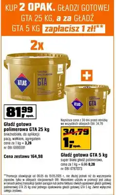 OBI Gładź gotowa Atlas GTA 5kg super biała gładź polimerowa oferta