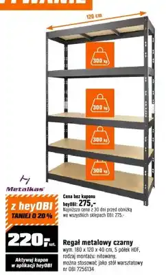 OBI Regał metalowy czarny Metalkas 180x120x40cm oferta