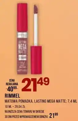 Drogerie Natura Matowa pomadka Lasting Mega Matte Rimmel oferta