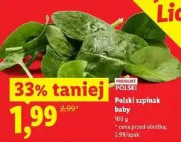 Lidl Polski szpinak baby oferta