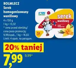 Lidl ROLMLECZ Serek homogenizowany waniliowy oferta