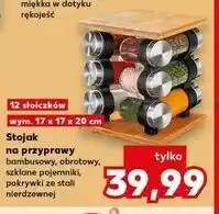 Kaufland Stojak na przyprawy bambusowy, obrotowy, szklane pojemniki, pokrywki ze stali nierdzewnej oferta