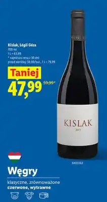 Lidl Wino czerwone Kislak Légli Géza oferta