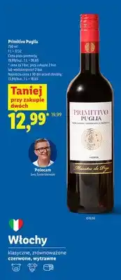 Lidl Wino Primitivo Puglia czerwone wytrawne oferta