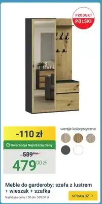 ERLI Meble do garderoby szafa z lustrem + wieszak + szafka oferta