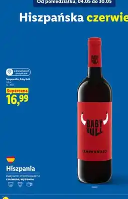 Lidl Wino Tempranillo Baby Bull czerwone wytrawne oferta