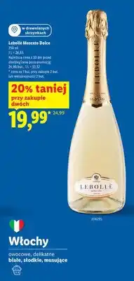 Lidl Wino musujące Lebollè Moscato Dolce oferta