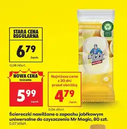 Biedronka Ściereczki nawilżane o zapachu jabłkowym uniwersalne do czyszczenia Mr Magic oferta