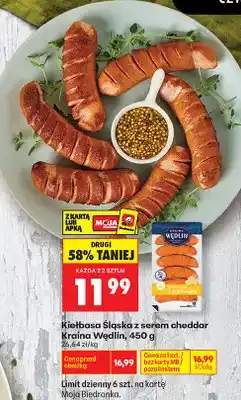 Biedronka Kiełbasa śląska z serem cheddar Kraina Wędlin oferta
