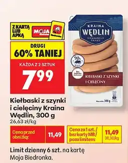 Biedronka Kiełbaski z szynki i cielęciny Kraina Wędlin oferta