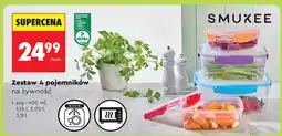 Biedronka Zestaw 4 pojemników na żywność Smukee 600ml 1,15l 2,05l 3,2l oferta