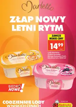Biedronka Lody Marletto Cream & sorbet Mango & passion fruit, blackcurrant oferta