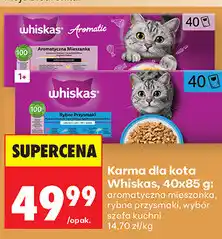 Biedronka Karma dla kota Whiskas, 40x85 g: aromatyczna mieszanka, rybne przysmaki, wybór szefa kuchni oferta