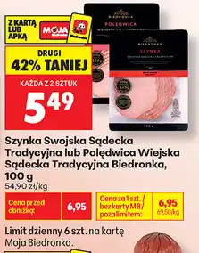 Biedronka Szynka Swojska Sądecka Tradycyjna lub Polędwica Wiejska Sądecka Tradycyjna Biedronka oferta