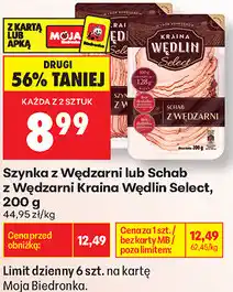 Biedronka Szynka z Wędzarni lub Schab z Wędzarni Kraina Wędlin Select oferta
