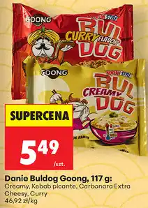 Biedronka Danie Buldog Goong, 117 g: Creamy, Kebab picante, Carbonara Extra Cheesy, Curry oferta