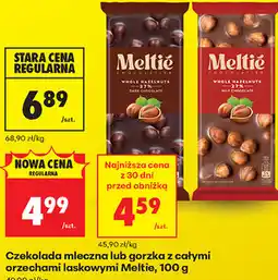 Biedronka Czekolada mleczna lub gorzka z całymi orzechami laskowymi Meltie oferta
