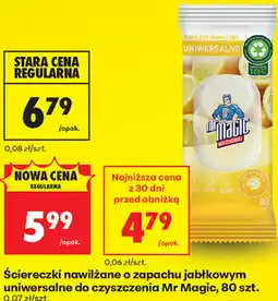 Biedronka Ściereczki nawilżane o zapachu jabłkowym uniwersalne do czyszczenia Mr Magic, 80 szt oferta