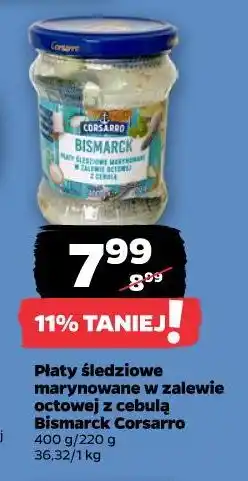 Netto Płaty śledziowe marynowane w zalewie octowej z cebulą Bismarck Corsarro oferta