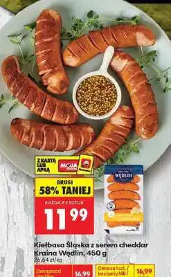 Biedronka Kiełbasa Śląska z serem cheddar Kraina Wędlin, 450 g oferta
