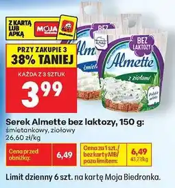 Biedronka Serek Almette bez laktozy, 150 g oferta