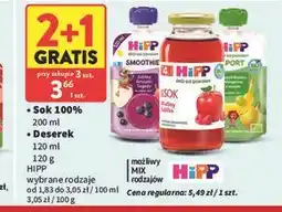 Intermarche Sok 100% Deserek HIPP wybrane rodzaje oferta