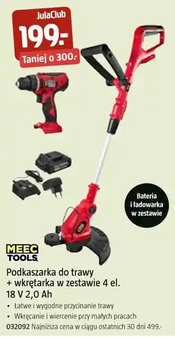 Jula Podkaszarka do trawy + wkrętarka w zestawie 4 el. MEEC TOOLS 18 V 2,0 Ah oferta