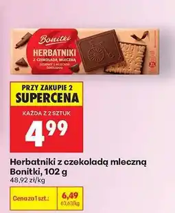 Biedronka Herbatniki z czekoladą mleczną Bonitki, 102 g oferta