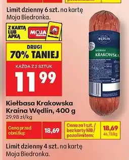 Biedronka Kiełbasa Krakowska Kraina Wędlin 400 g oferta