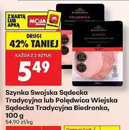 Biedronka Szynka Swojska Sądecka Tradycyjna lub Polędwica Wiejska Sądecka Tradycyjna Biedronka, 100 g oferta