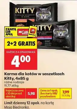 Biedronka Karma dla kotów w saszetkach Kitty, 4x85 g oferta
