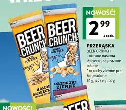 Intermarche Przekąska BEER CRUNCH: obrane nasiona słonecznika prażone solone / orzechy ziemne prażone solone oferta