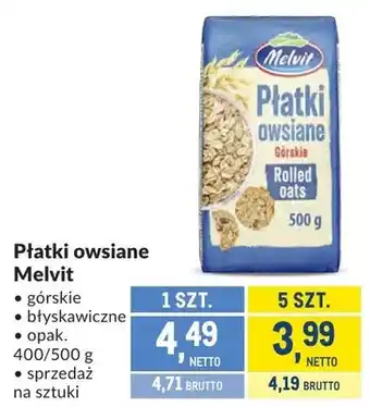 Makro Płatki owsiane górskie Melvit oferta