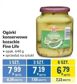 Makro Ogórki konserwowe kozackie Fine Life oferta