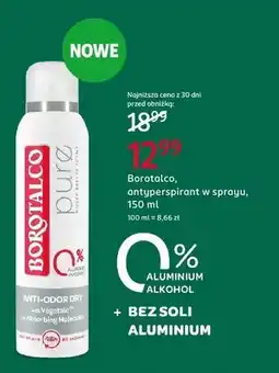 Rossmann Antyperspirant w sprayu Borotalco Pure Anti-Odor Dry 0% Aluminium oferta
