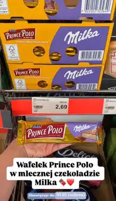 ALDI Wafelek Prince Polo w mlecznej czekoladzie Milka XXL Olza oferta