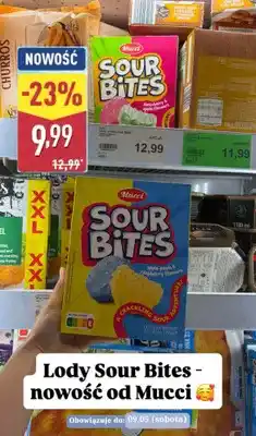 ALDI Lody wodne Sour Bites Mucci strawberry & apple flavours oferta