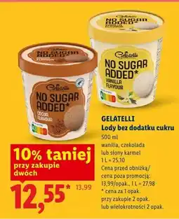 Lidl Lody bez dodatku cukru wanilia Gelatelli oferta