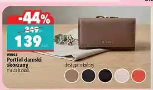 WINGS Portfel damski skórzany na zatrzask