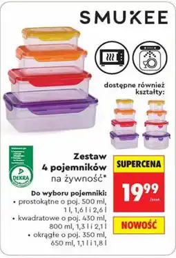 Biedronka Zestaw 4 pojemników na żywność SMUKEE oferta