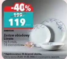 Biedronka AMBITION Zestaw obiadowy Linum na 6 osób, 18 elementów oferta
