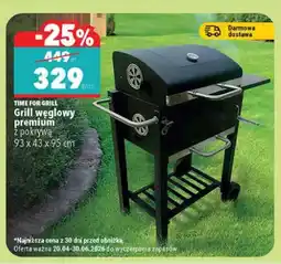 Biedronka Grill węglowy premium z pokrywą TIME FOR GRILL 93x43x95cm oferta